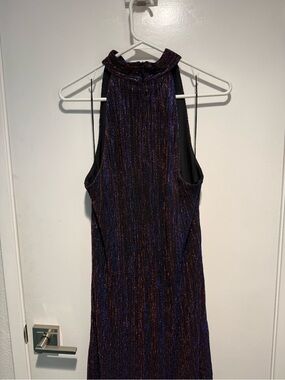 Nicole Metallic High-Neck Dress - Purple/Pink/Black